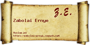 Zabolai Ernye névjegykártya